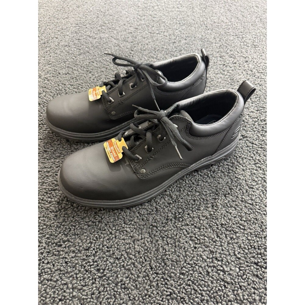 Skechers Relaxed Fit Gel Infused Memory Foam Lace Up Black Shoes Mens Size 13